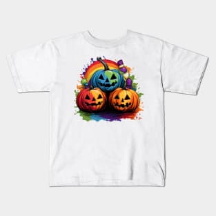 A Splash of Fall Pumpkin Rainbow Kids T-Shirt